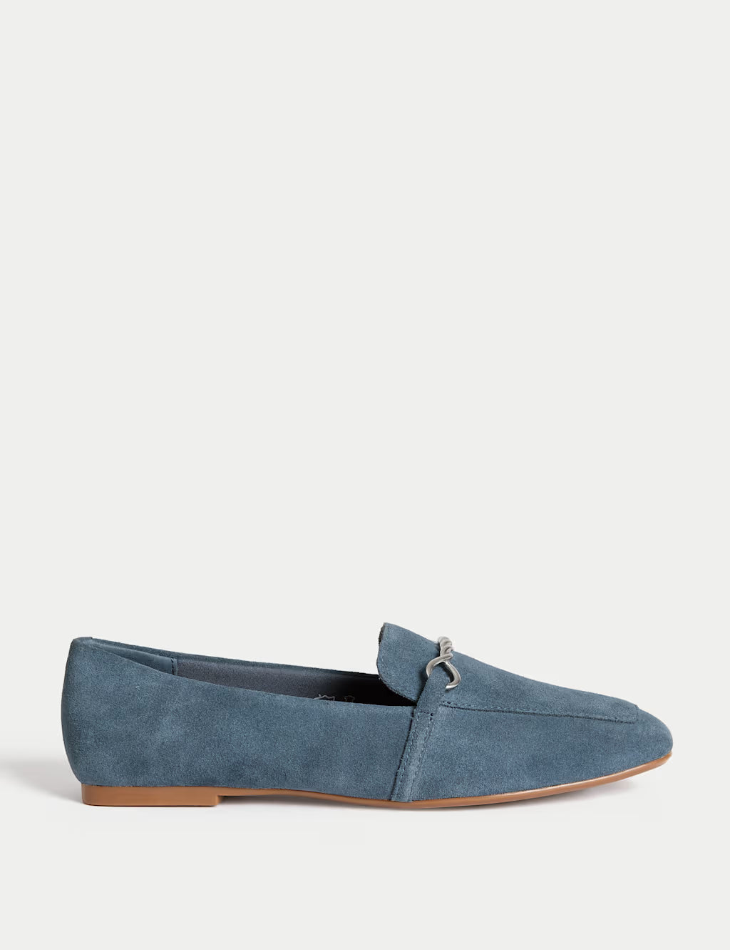 Suede Chain Detail Flat Loafers