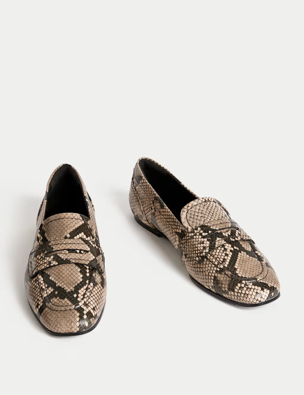 Snake Print Flat Loafers